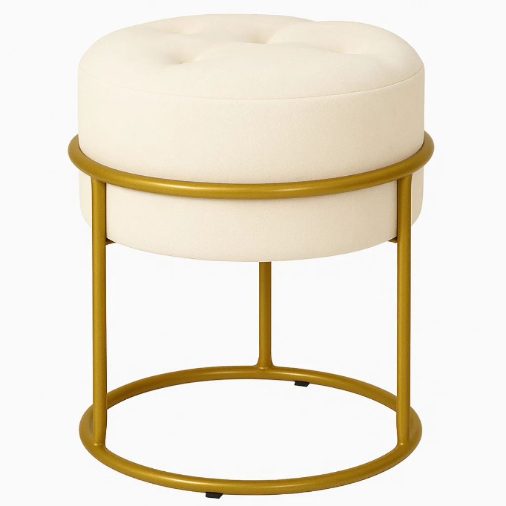 Puff Argola Banqueta Ferro Estofada Penteadeira Decoração Quarto Sala Bancada Cadeira Moderno Pufe