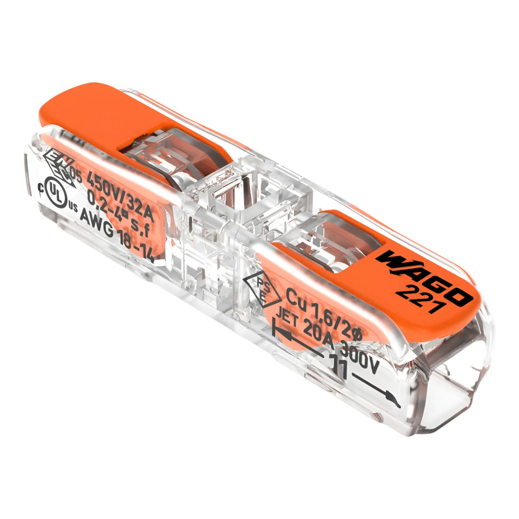 Conector Emenda Alavancas 2 Vias 32a 450v 221-2411 Laranja - Wago