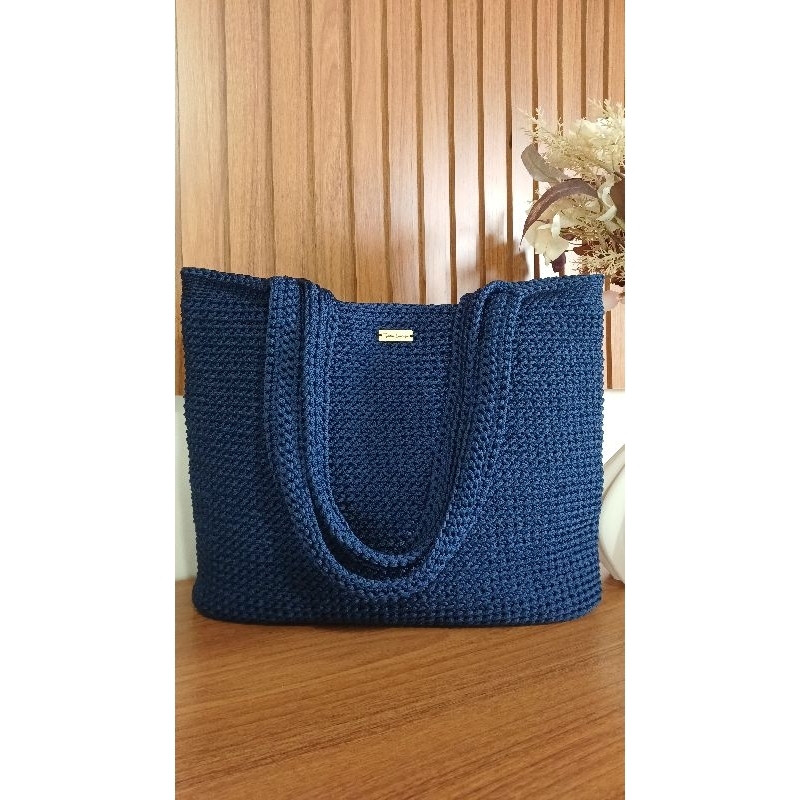 Bolsa de Praia Crochet Artesanal Grande Feminina Poliéster | Trama Caiçara Ubatuba