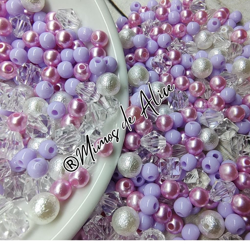 Aprox. 380 pçs Blend Mix Lilás Perola Miçanga Leitosa Cristais Pedraria brincos bijuterias Diy em Oferta na Shopee