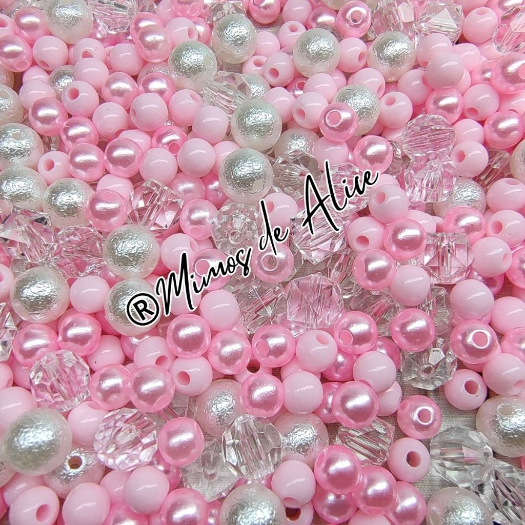 Aprox. 380 pçs Blend Mix Rosa Perola Miçanga Leitosa Cristais Pedraria brincos bijuterias Diy em Oferta na Shopee