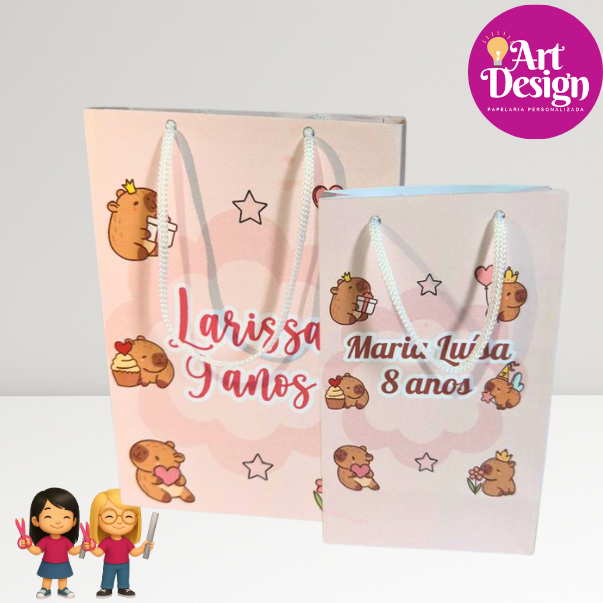 Sacolinha Personalizada Capivara PEGUE E MONTE / Tamanho P ou M  Lembrancinha Aniversário / Capivara