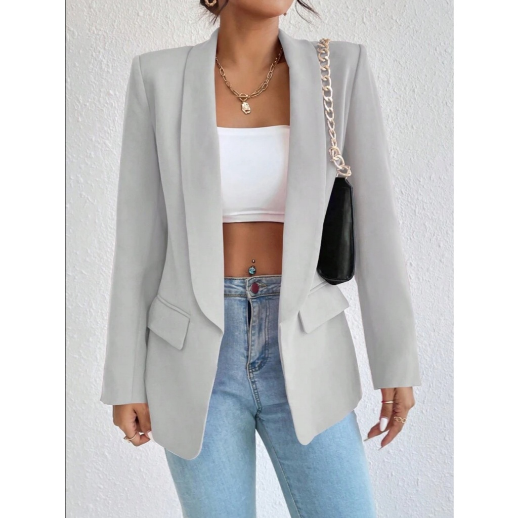 Max Blazer Social Feminino De Alfaiataria Manga Longa Alongado Social