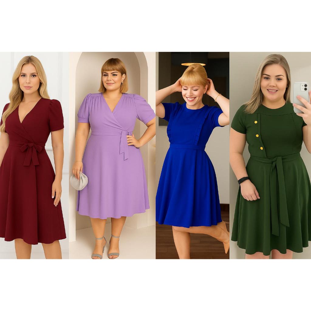 Vestidos Feminino Moda Evangélica Social Midi; Rodado Soltinho Executiva Plus Size Mais Vendido Casual Jovem Moderna