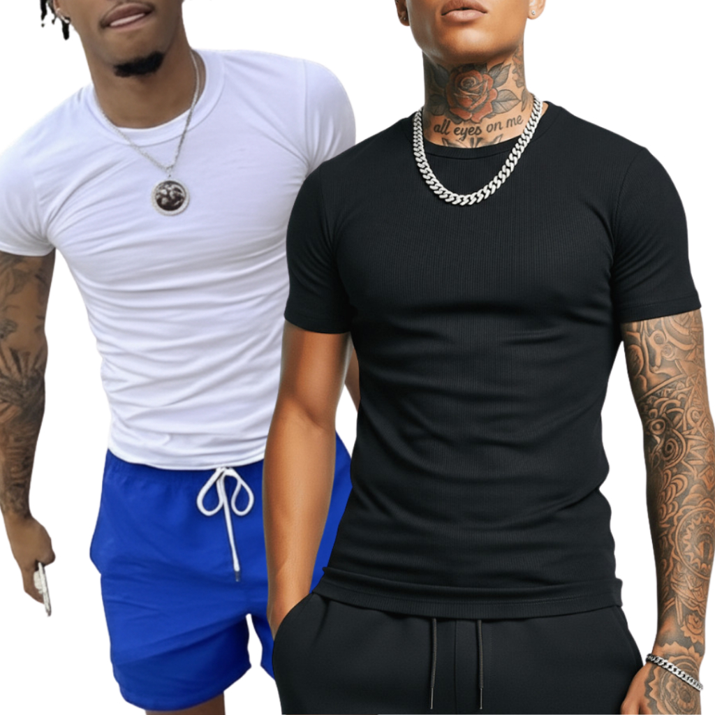 Camiseta Masculina Canelada Americana Slim fit Streetwear Kit e Unidade em Oferta na Shopee