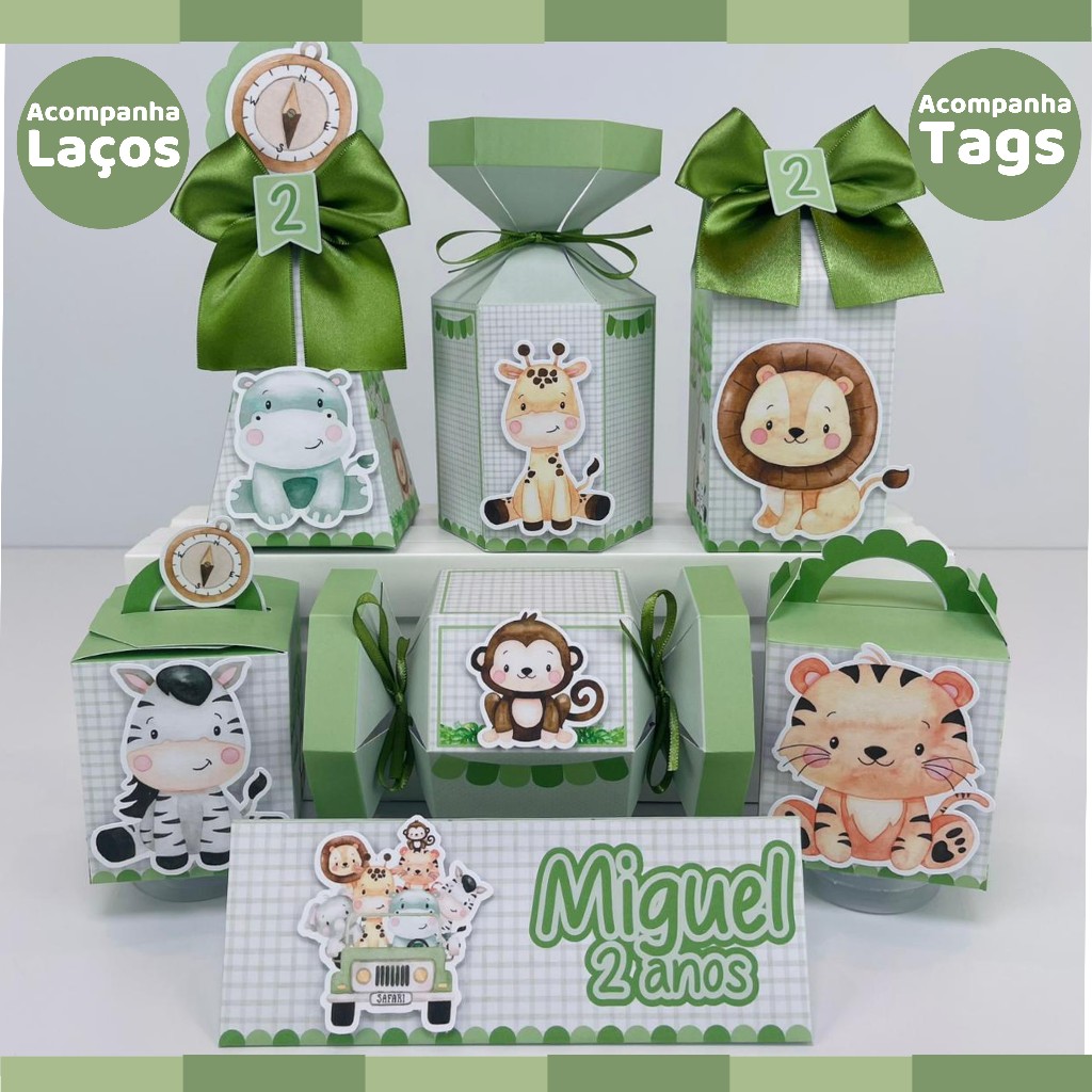 Kit Festa Safari Candy Lembrancinha Personalizada Caixinhas Personalizadas Lembrancinhas de Aniversário