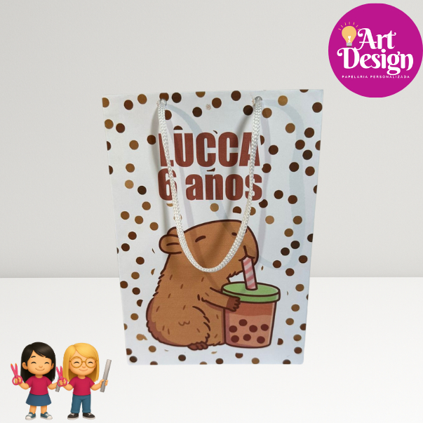 Sacolinha Personalizada Capivara PEGUE E MONTE / Tamanho P ou M  Lembrancinha Aniversário / Capivara