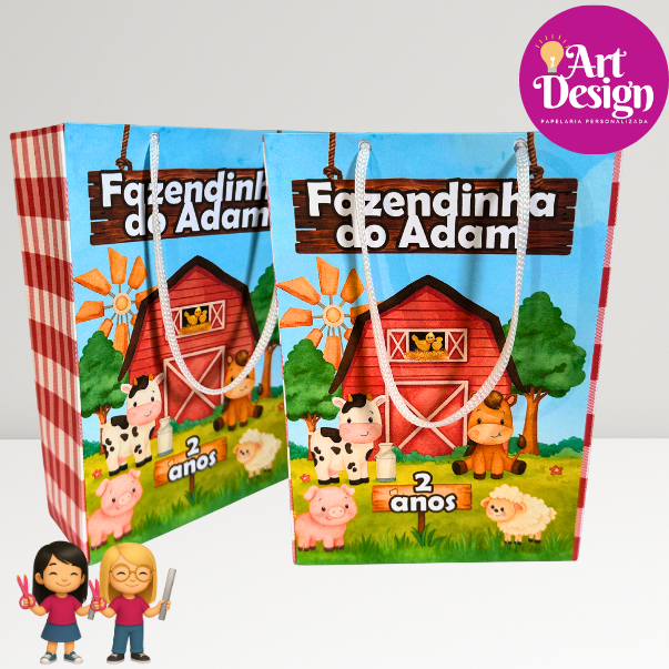 Sacolinha Personalizada Fazendinha PEGUE E MONTE / Tamanho P ou M  Lembrancinha Aniversário / Fazendinha