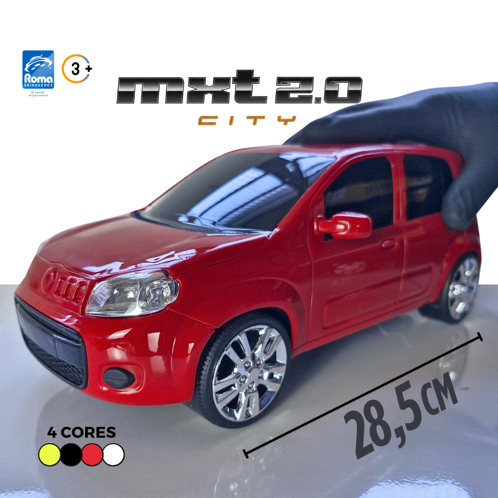 Carrinho Roma MXT City 2.0 Estilo Fiat Uno Attractive Vivace Rodas Cromadas 28,5cm Brinquedo Menino Original Natal NF em Oferta na Shopee