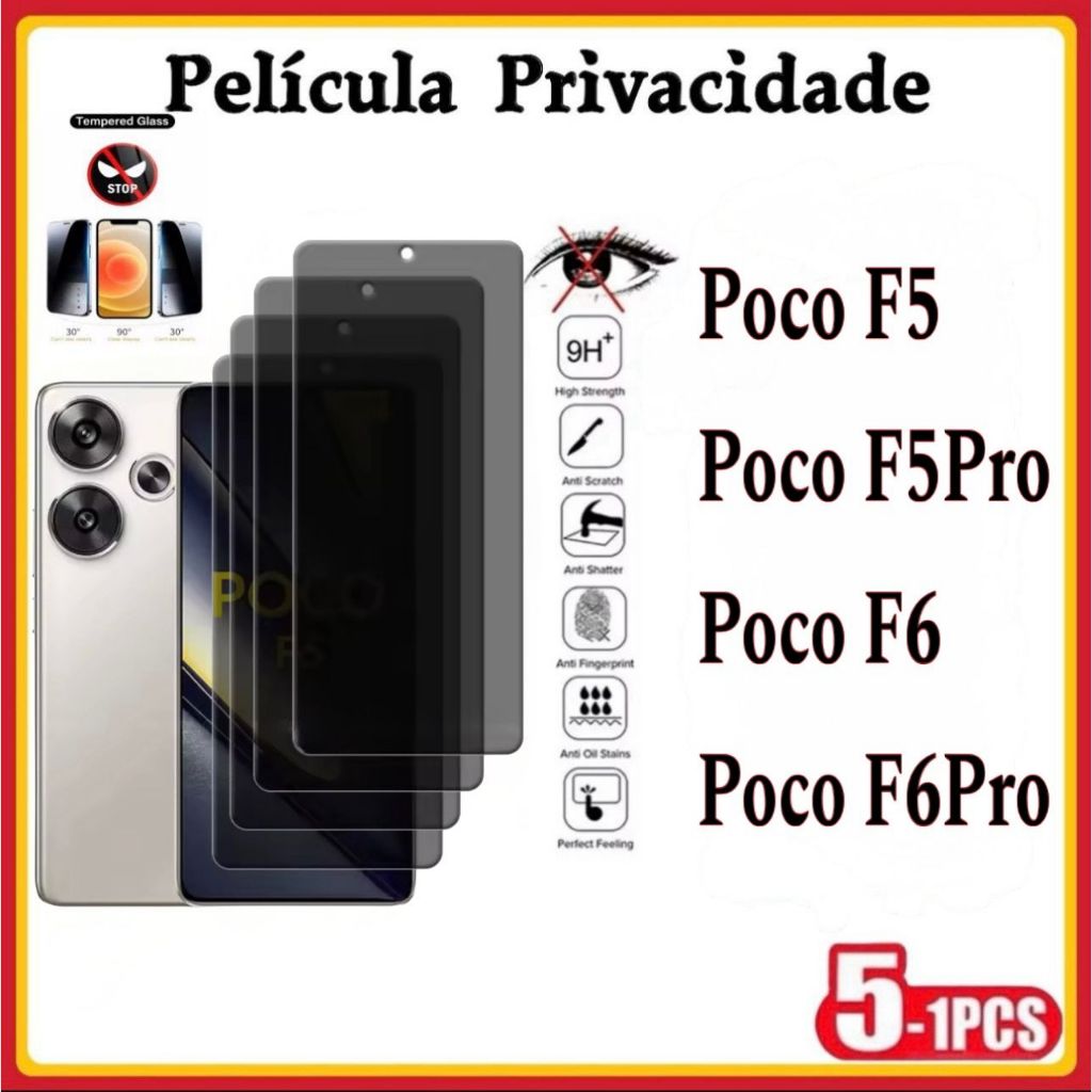 Película Privacidade 3D Vidro Temperado Anti Spy Xiaomi Redmi Poco F5 Poco F5Pro
