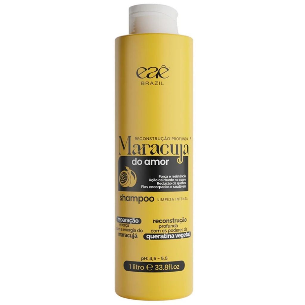 Shampoo Reconstrutor Maracujá Limpa e Hidrata os Fios Eaê Cosméticos Brazil - 1L