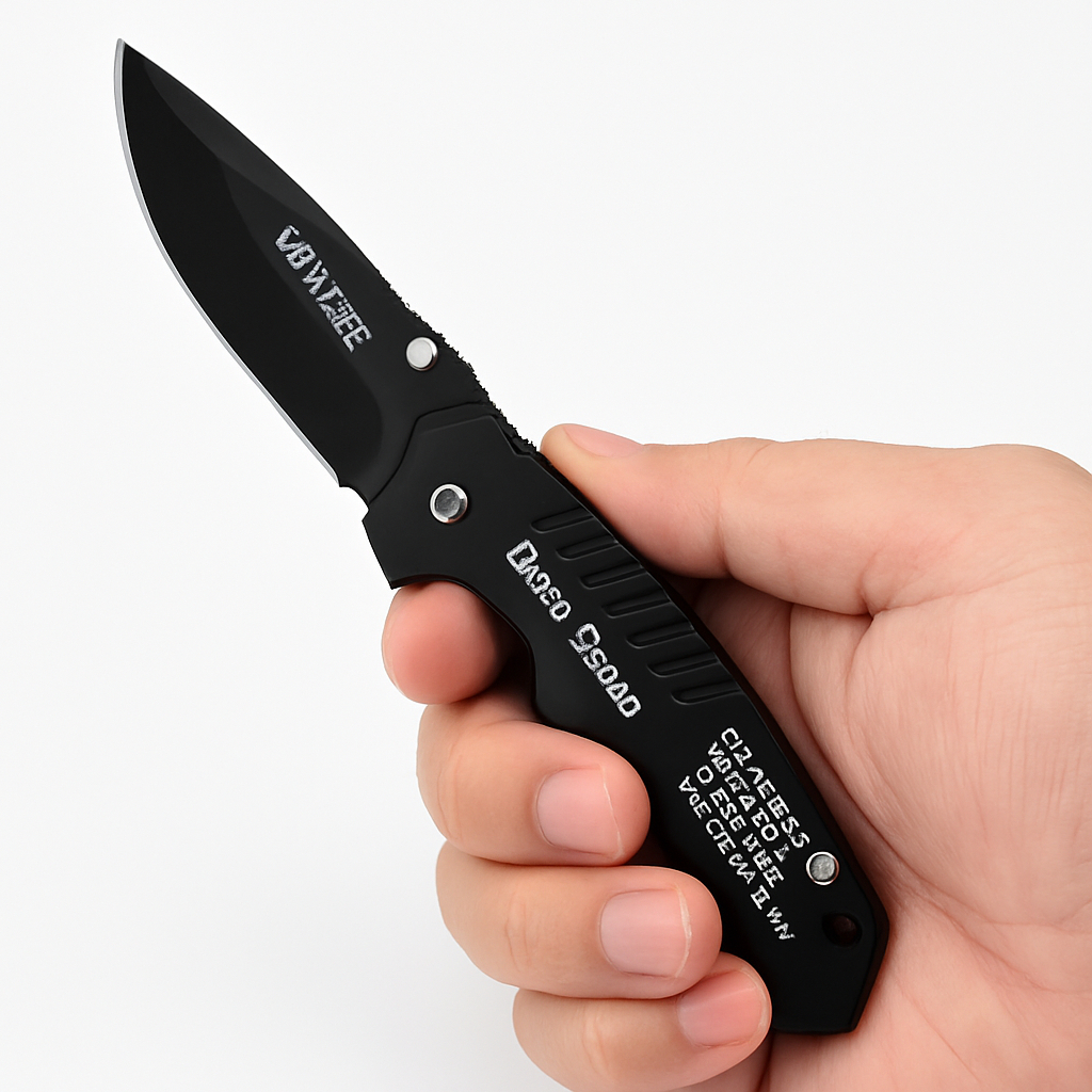 Canivete Tático Dobrável Preto Aço Inox Camping Pesca Caça 15,5Cm