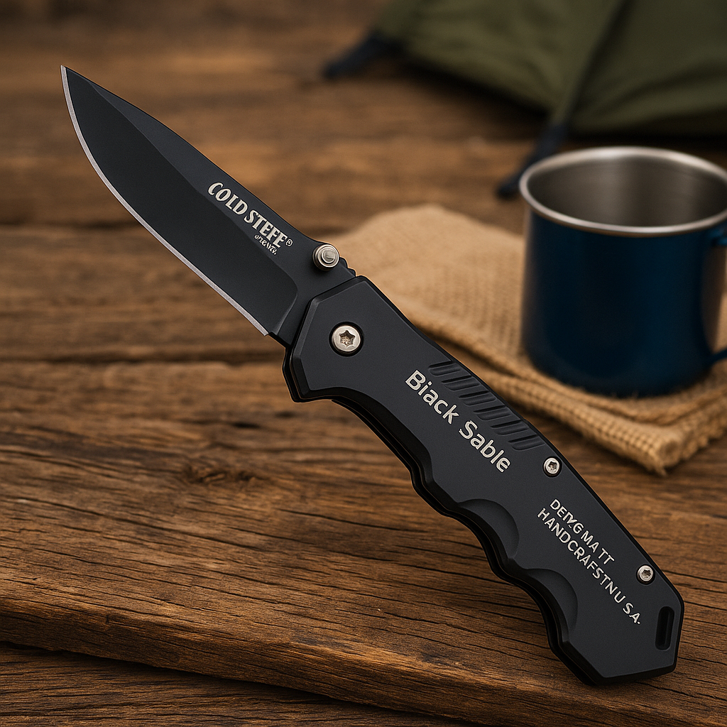 Canivete Tático Dobrável Preto Aço Inox Camping Pesca Caça 15,5Cm