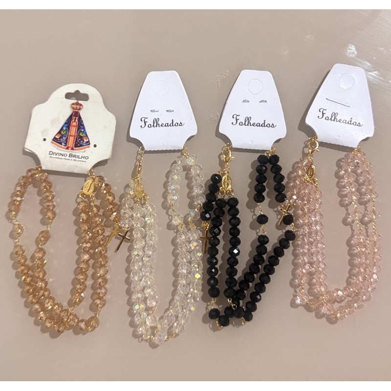 Terço Cristal de Pulso Nossa Senhora Aparecida em Oferta na Shopee