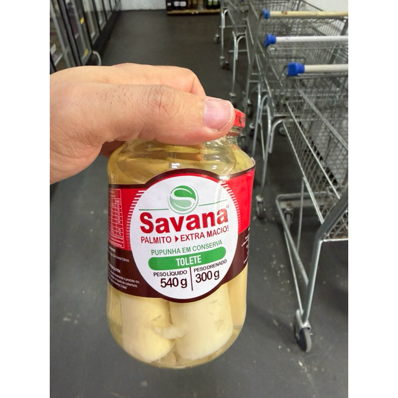 Palmito Pupunha Savana Toletes 540g – Extra Macio, Gourmet, Peso Drenado 300g