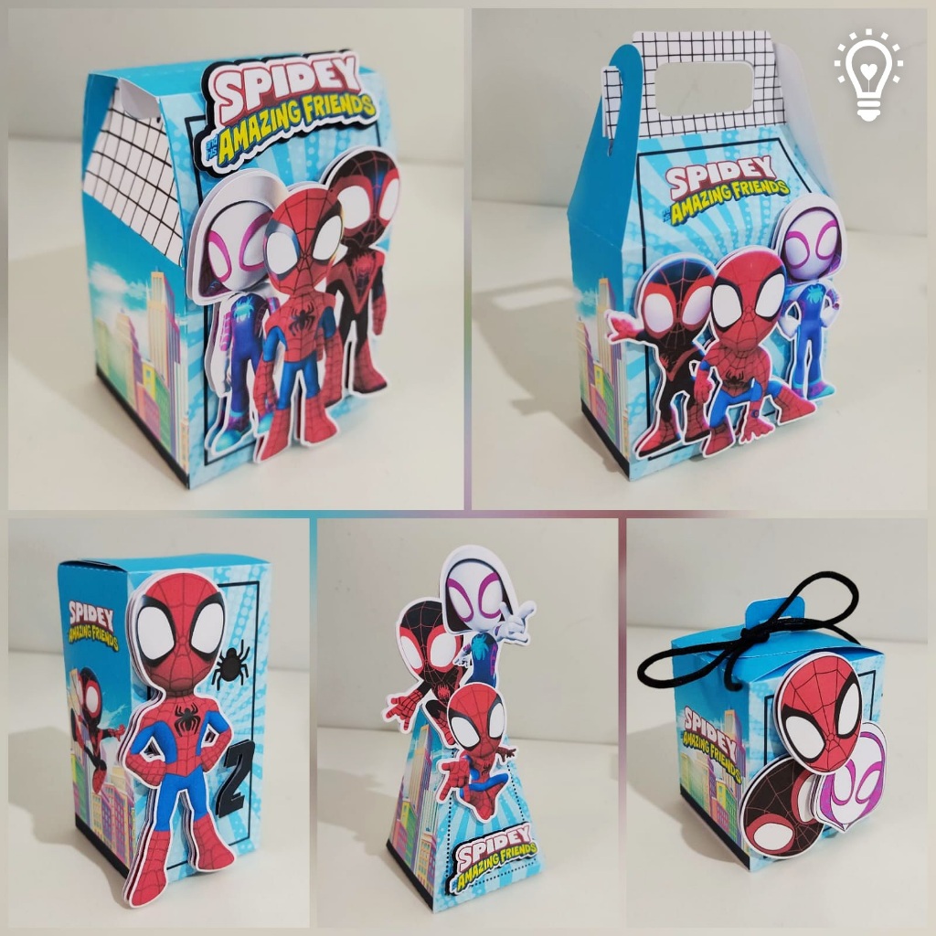 Kit Festa Turma do Homem Aranha Menino | Lembrancinhas Personalizadas | Caixinhas Homem Aranha| Pegue e Monte