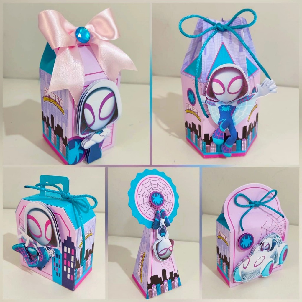 Kit Festa Mulher Aranha Menina | Lembrancinhas Personalizadas | Caixinhas Mulher Aranha| Pegue e Monte
