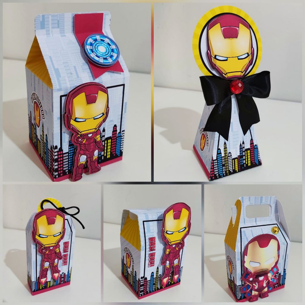 Kit Festa Homem de Ferro Menino | Lembrancinhas Personalizadas | Caixinhas homem de Ferro | Pegue e Monte