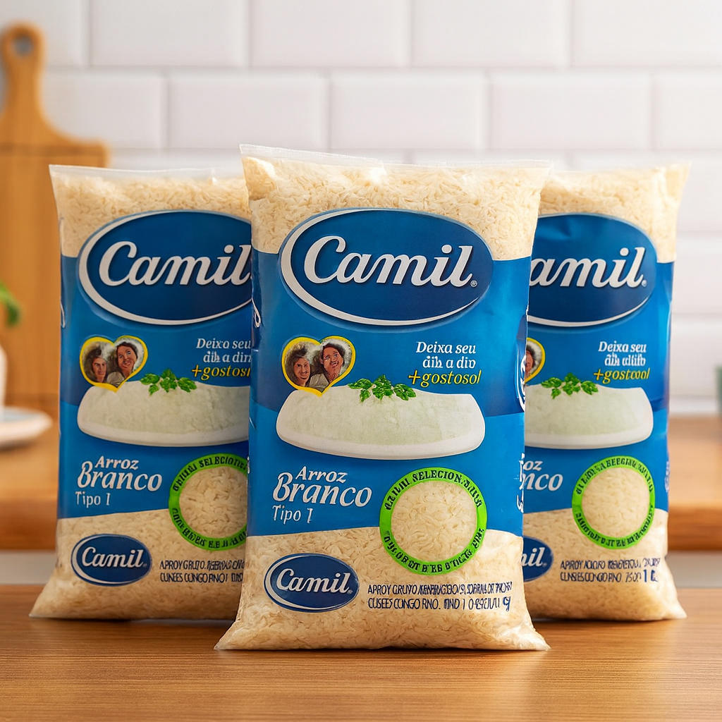 Kit com 3 Arroz Camil Branco Tipo 1 1kg | Combo com 3 Arroz – Grãos Selecionados, Soltinhos e Branquinhos | Envio Rapido
