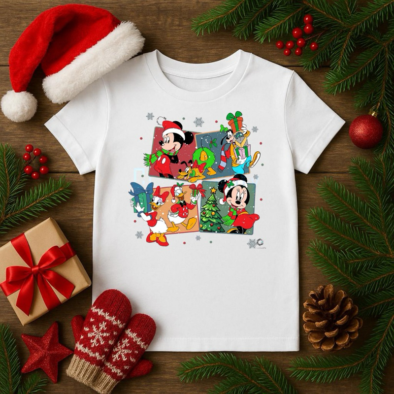 Camiseta para Natal - minnie Mickey pluto pato donald pateta