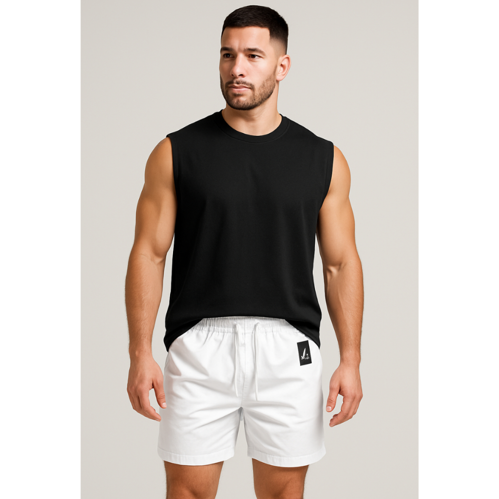 Kit Regata Machão Oversized + Short Tactel Masculino Look Streetwear Academia Verão Conjunto Estiloso