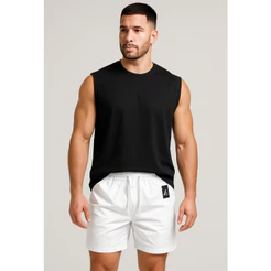 Kit Regata Machão Oversized + Short Tactel Masculino Look Streetwear Academia Verão Conjunto Estiloso