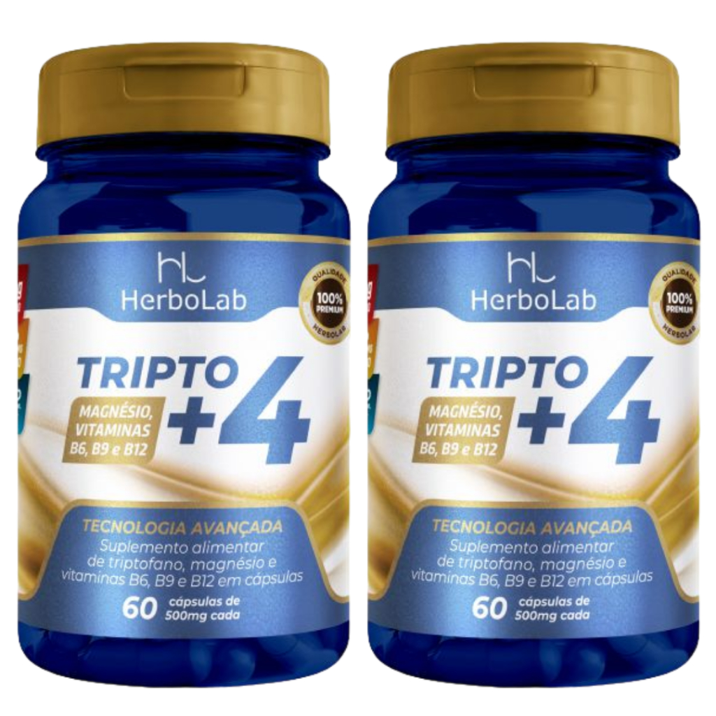 2x Triptofano com Magnesio e Vitaminas B6, B9, B12 - 60 Cápsulas - Herbolab