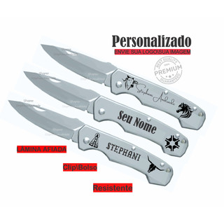 Canivete Inox de Clip\Bolso  Personalizado Seu Nome