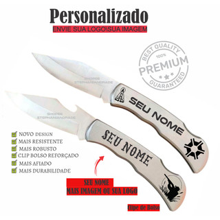 Canivete de bolso em inox Personalizado Seu Nome