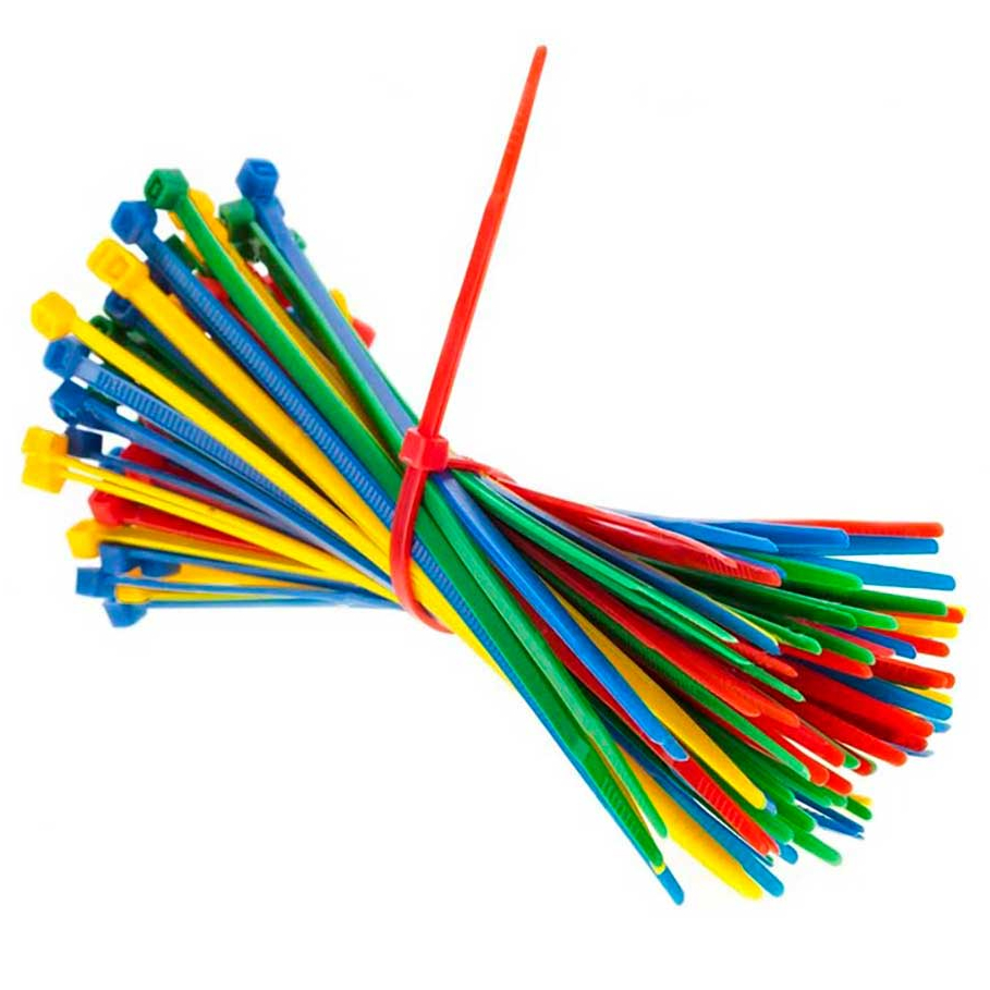 100 Unidades Abraçadeira de Nylon Enforca Gato Junta Fio Lacre em cores diversas 10cm x 2,0mm