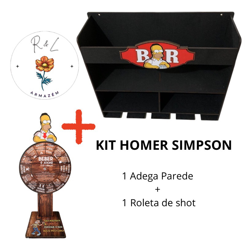 Adega Parede com Roleta shot Homer Simpson Bar Barzinho