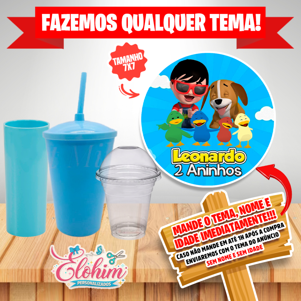 Rótulo Adesivo para personalizar Copo Long Twister  Adesivo 7x7-  Bento e toto