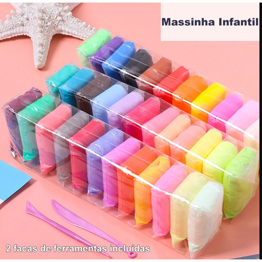 Kit 12 Massinha de Modelar + 2 Ferramentas de Modelar Divertida Estica E Pula Coloridas Macias em Oferta na Shopee