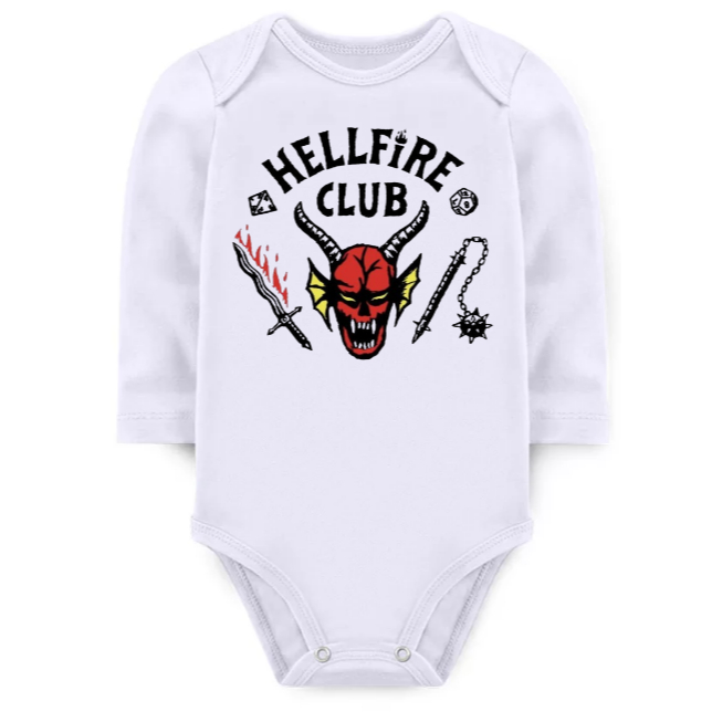 Body infantil bebe personalizado frases mesversario hellfire club