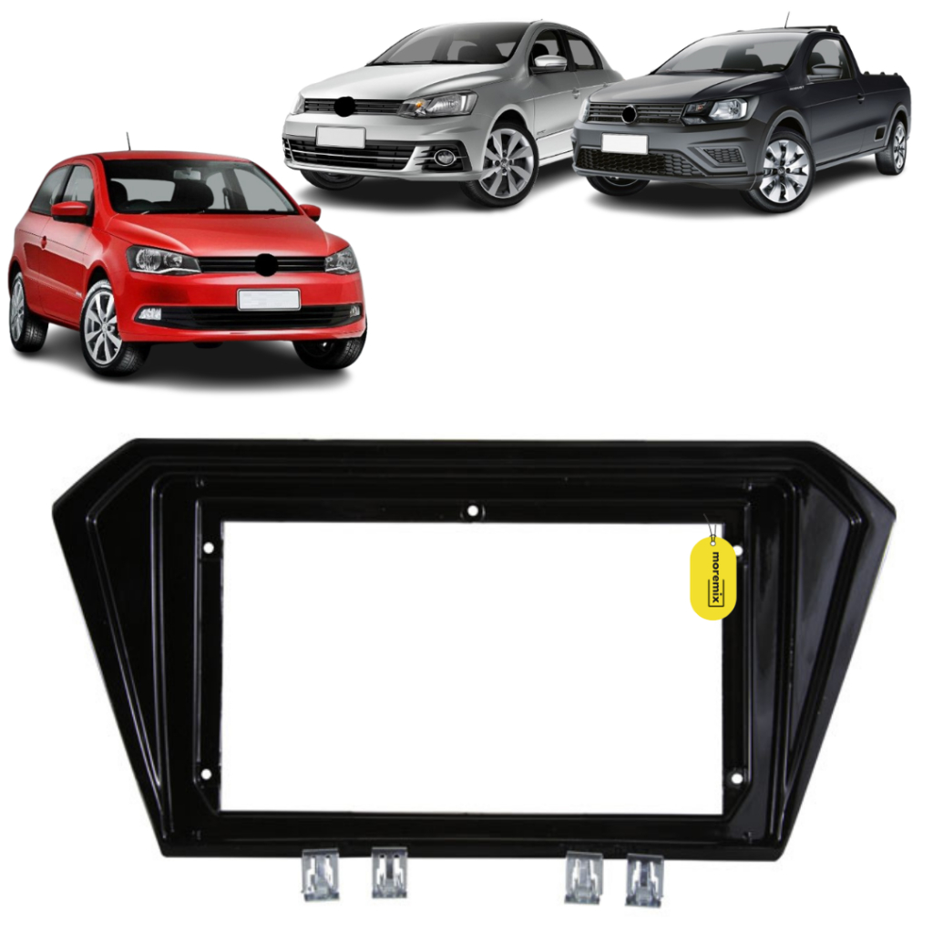 Moldura painel 2 Din 9 Polegadas multimidia Gol Saveiro Voyage G7 G8 2017 Em Diante Black Piano