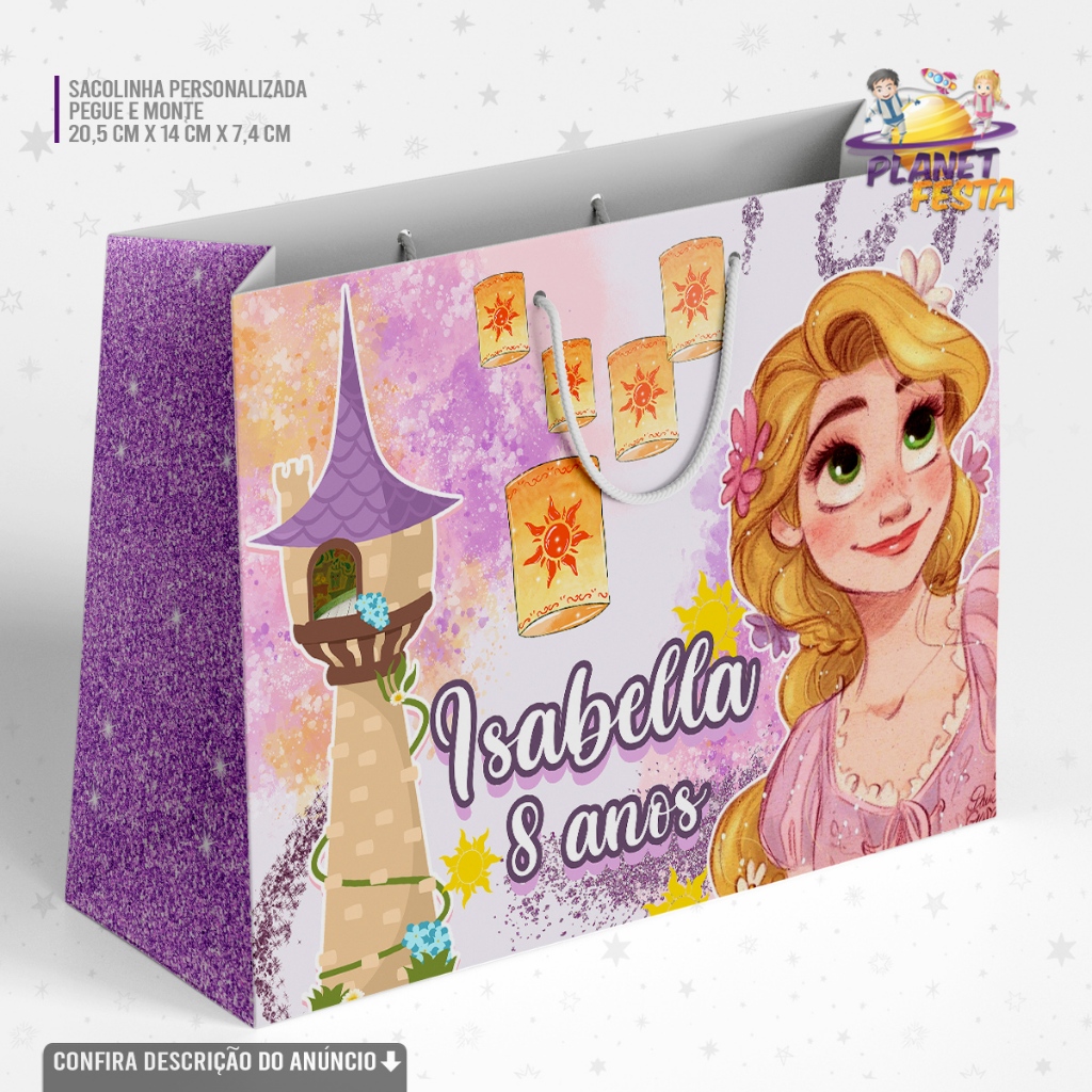Sacolinha Personalizada Enrolados Rapunzel Lembrancinha Festa Infantil