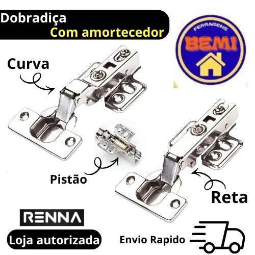 Kit 10 Dobradiça com Amortecedor Reta ou Curva 35mm Pop Para Armários e Guarda Roupas Moveis em Oferta na Shopee