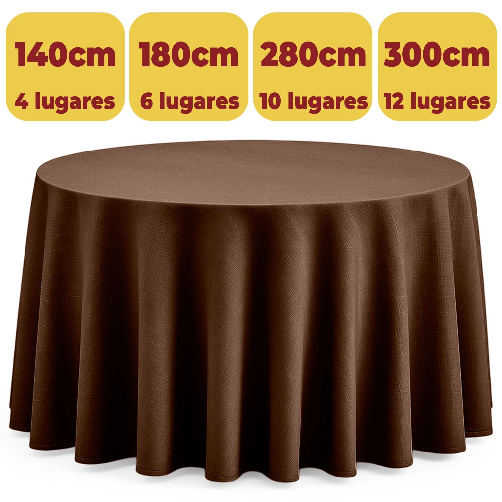 Toalha de Mesa Maquinetada para Festa Buffet Grandes de 4 até 12 Lugares - Tabaco