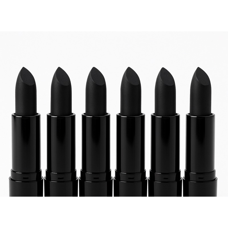 Batom Matte Preto Kit 6 – Estilo Gótico, Pigmentação Forte