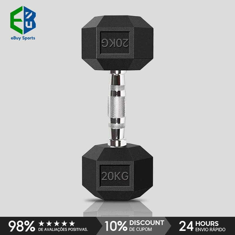 Ebuy Sports Halter Dumbbell Sextavado Emborrachado Pegada Cromada