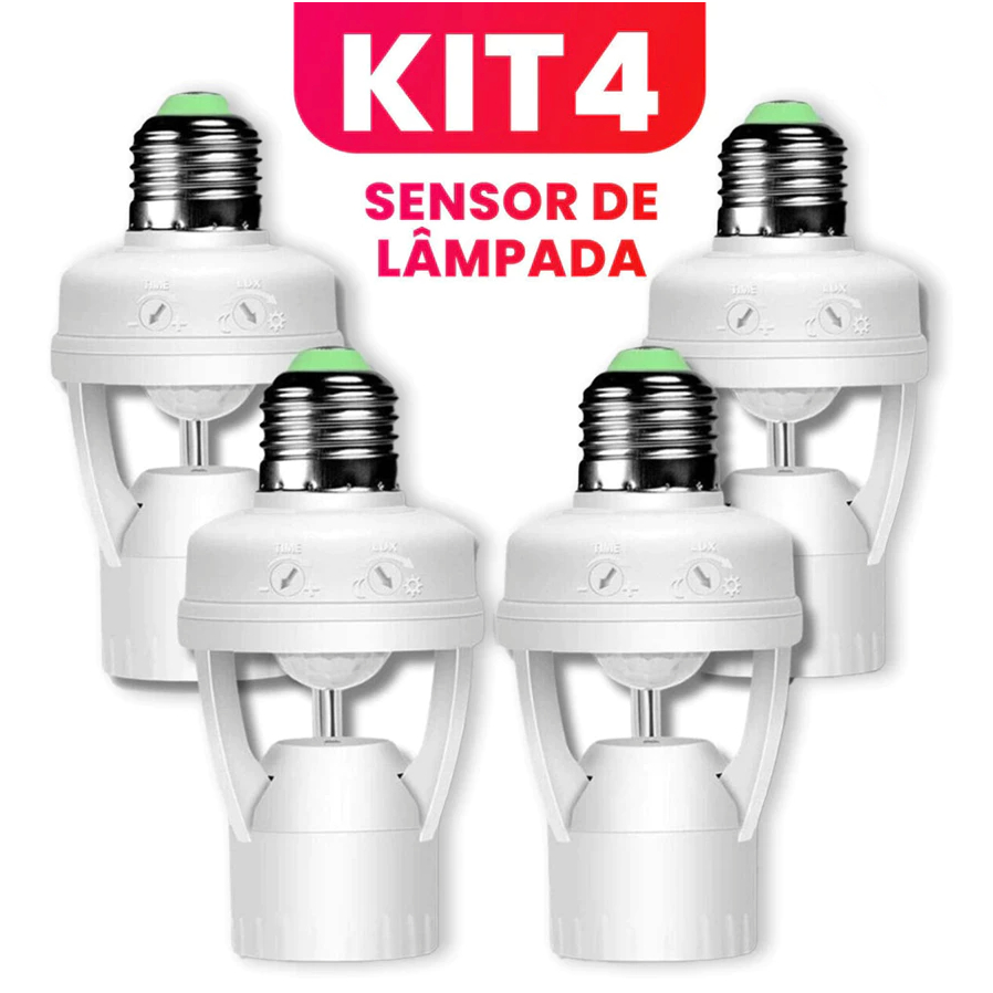 Kit 4 Sensor de Movimento para lâmpada Soquete E27 c/ sensor de presença Bivolt 110V~220V Max 60W em Oferta na Shopee