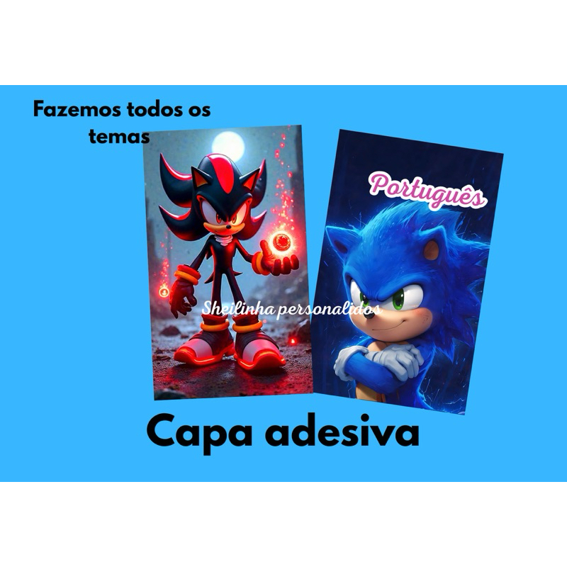 CAPAS ADESIVAS SONIC CADERNO BROCHURAS em Oferta na Shopee