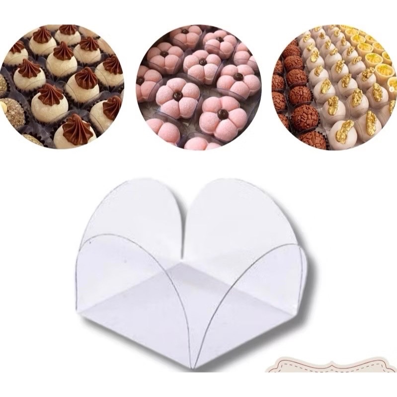 50~400un FORMINHA ACETATO DOCES FINOS BRIGADEIRO TRANSPARENTE ANIVERSARIO CASAMENTO 4 PETALAS