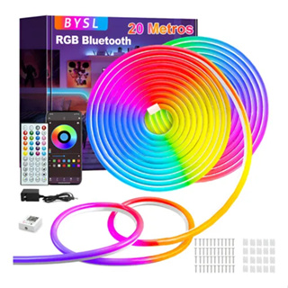 Fita Led Neon Rgb 10m/20m30m Bluethooth À Prova De Água Iluminação Com Controle Luz Para Quarto/tv em Oferta na Shopee