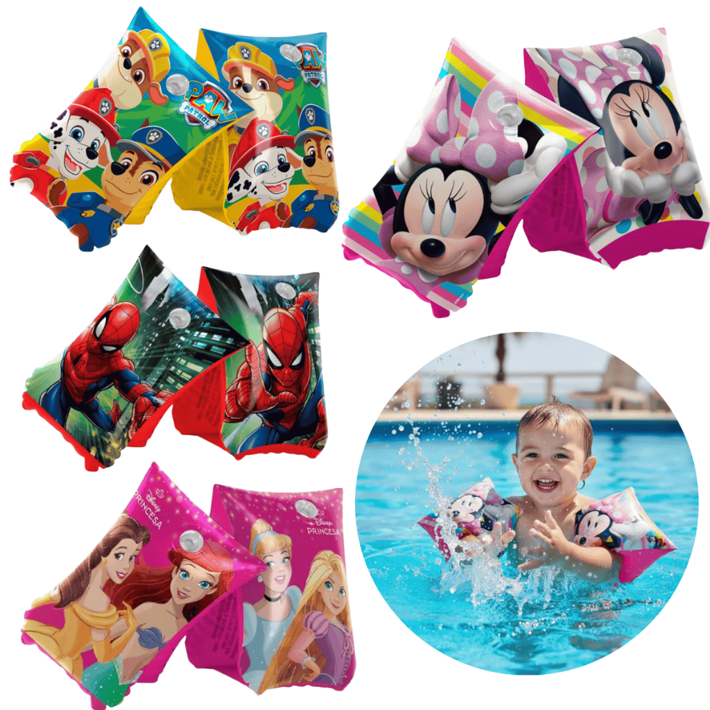 Boia De Braço Inflável Para Crianças Piscina Diversão Lazer Personagens Disney Marvel Menino Menina