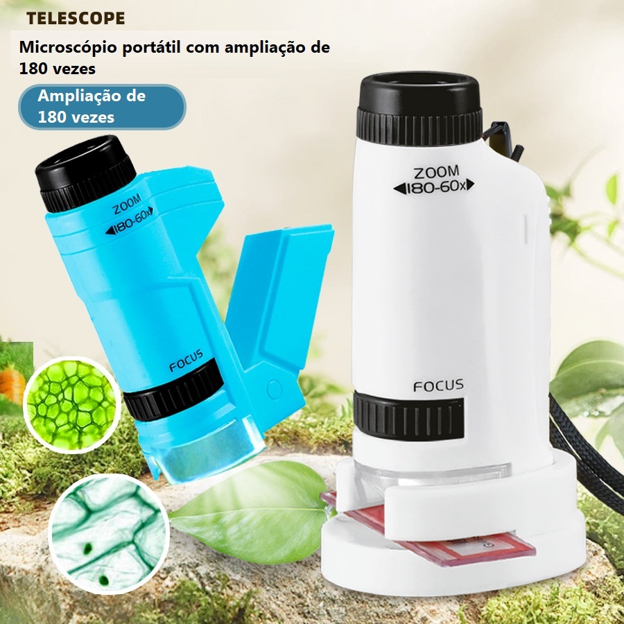 Microscópio Portátil Infantil Para Observação De Plantas Zoom 60X-180X Lente De Ampliação Educativa em Oferta na Shopee