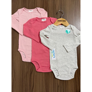 Kit Body Carters Manga Longa Liso Canelado 3M ao 24M em Oferta na Shopee