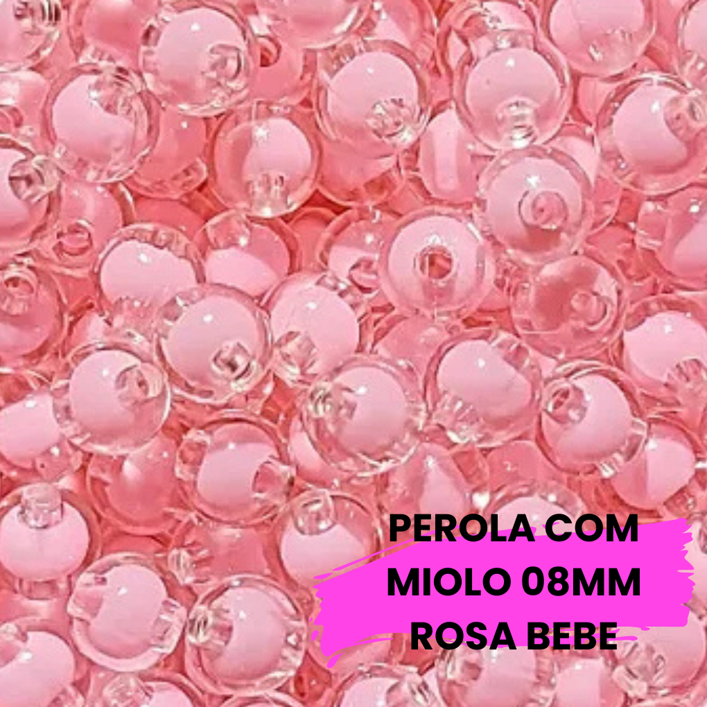 Micanga Rosa Bebe 8mm Bola Acrilica Transparente com Miolo Furo Passante em Oferta na Shopee