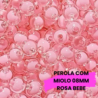 Micanga Rosa Bebe 8mm Bola Acrilica Transparente com Miolo Furo Passante em Oferta na Shopee