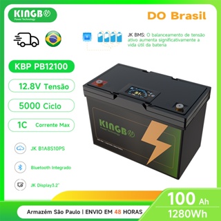 Kingbo Power 12V 100Ah Bateria Lifepo4 12.8V com Bluetooth JK BMS para off-grid solar sistema em Oferta na Shopee